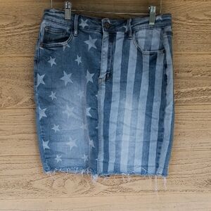 Judy Blue High Waist Bleached Stars And Stripes Skirt